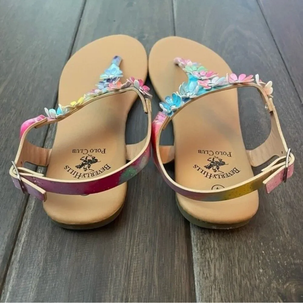 Beverly Hills Polo Club Floral Colorful Sandals Girls 4